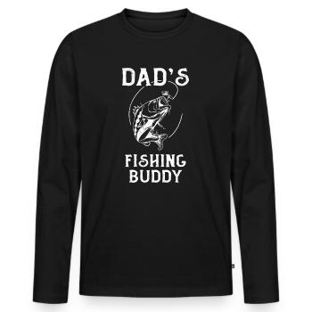 Pêcheur Père Fils Pêche Papa Compagnon De Pêche - T-shirt manches longues Premium bio Homme - noir - Devant - Nico (187cm)