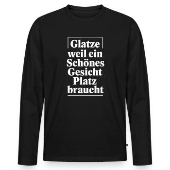 Frisur Glatze Haarausfall, Lustiges Glatzenträger - Männer Premium Bio Langarmshirt - Schwarz - Vorne - Nico (187cm)