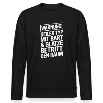 Glatze Frisur Haarausfall, Glatzenträger - Männer Premium Bio Langarmshirt - Schwarz - Vorne - Nico (187cm)