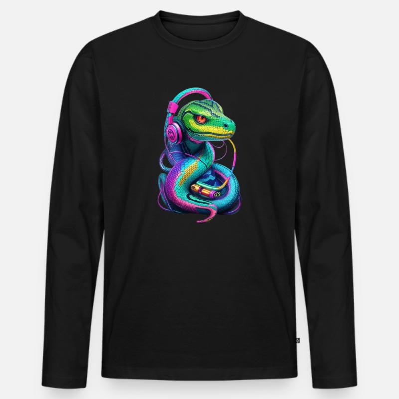 Schlangen-Graffiti-Musik - Männer Premium Bio Langarmshirt - Schwarz