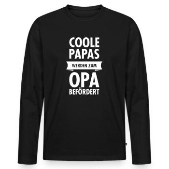 Coole Papas Werden Zum Opa Befördert - Men's Premium Organic Long Sleeve Shirt - black - Front - Nico (187cm)