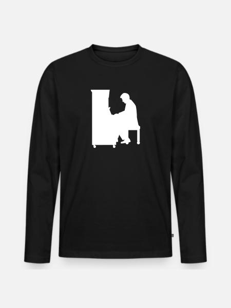 Klavier - Männer Premium Bio Langarmshirt - Schwarz