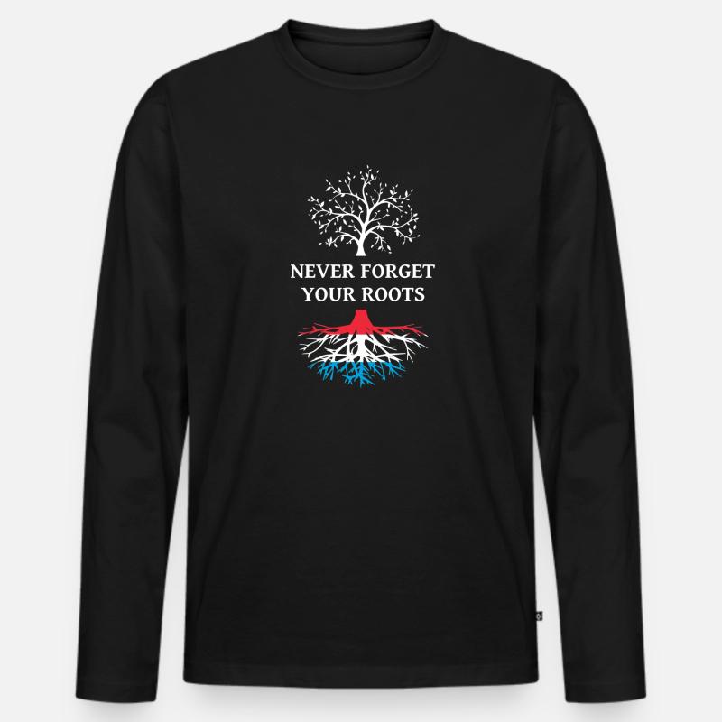 Luxemburg Wurzeln - Männer Premium Bio Langarmshirt - Schwarz