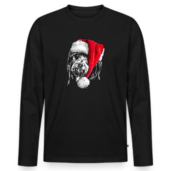 Santa BEARDED COLLIE Christmas Dogs Wilsigns - Men's Premium Organic Long Sleeve Shirt - black - Front - Nico (187cm)