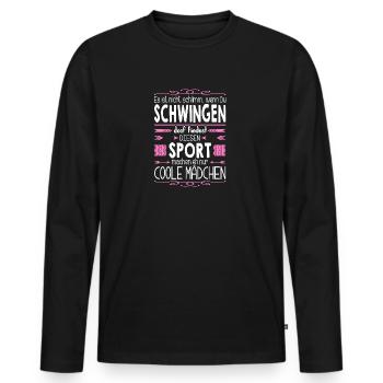 Es ist nicht schlimm wenn Du schwingen doof - Männer Premium Bio Langarmshirt - Schwarz - Vorne - Nico (187cm)