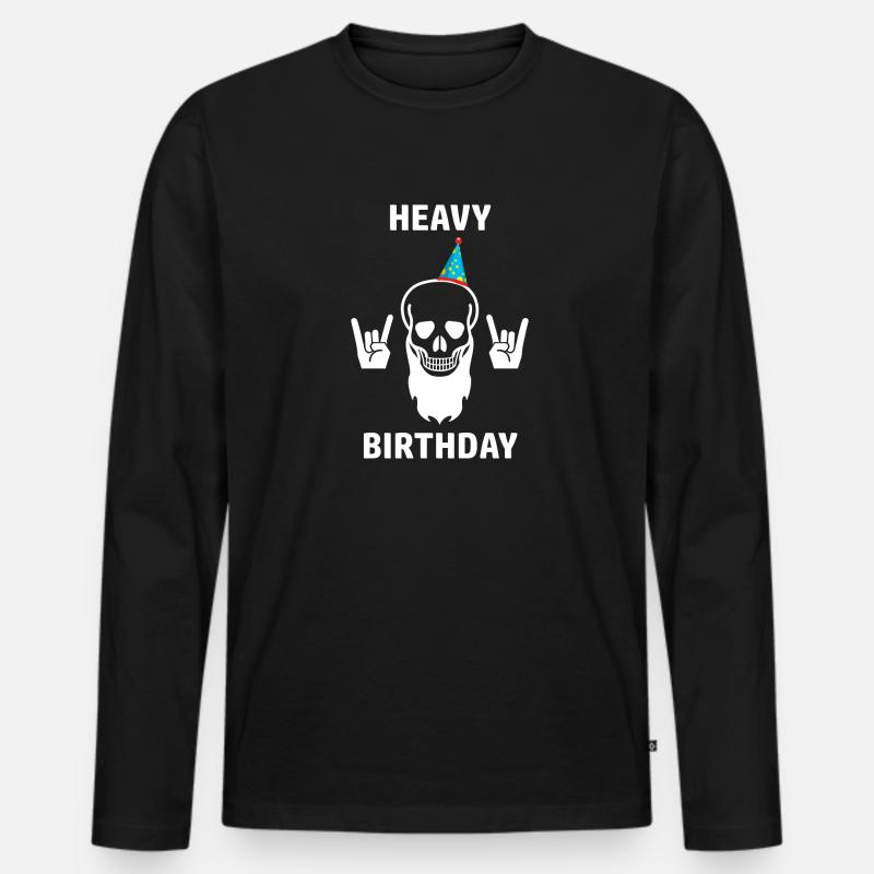 Heavy Birthday - Männer Premium Bio Langarmshirt - Schwarz