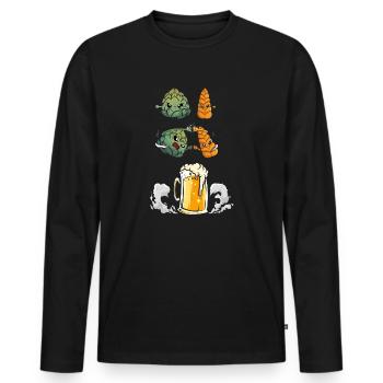 Hopfen & Malz Fusion zu Bier - Lustig - Männer Premium Bio Langarmshirt - Schwarz - Vorne - Nico (187cm)