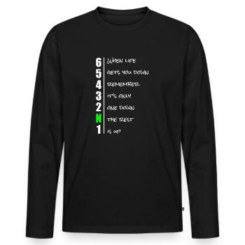 Biker Sprüche Gear Gänge Shirt Geschenk - Männer Premium Bio Langarmshirt - Schwarz - Vorne - Nico (187cm)