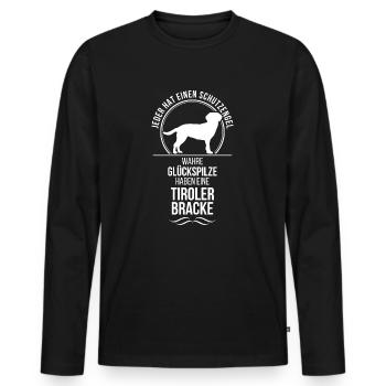 TIROLER BRACKE Schutzengel Wilsigns Hundespruch - Männer Premium Bio Langarmshirt - Schwarz - Vorne - Nico (187cm)