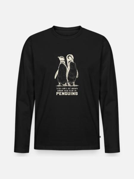 Pinguine - Männer Premium Bio Langarmshirt - Schwarz