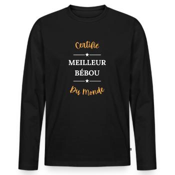 Certifié meilleur bébou du monde - T-shirt manches longues Premium bio Homme - noir - Devant - Nico (187cm)