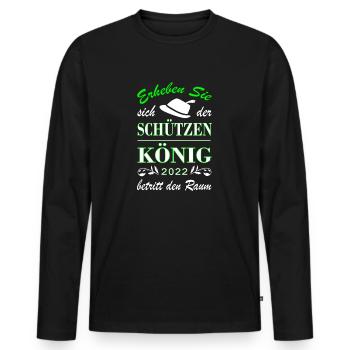 Schützenkönig Schützenfest 2022 - Männer Premium Bio Langarmshirt - Schwarz - Vorne - Nico (187cm)