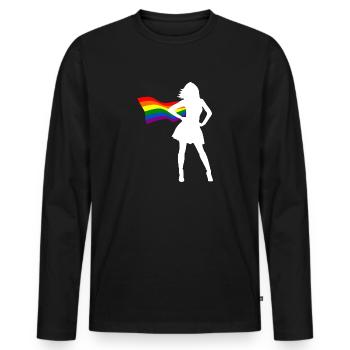 LGBT Flag Superhero Lesbienne Lesbienne CSD Queer Gay - T-shirt manches longues Premium bio Homme - noir - Devant - Nico (187cm)