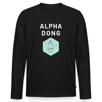 Alpha Dong - lustiges Tshirt für den Herren - Männer Premium Bio Langarmshirt - Schwarz - Vorne - Nico (187cm)
