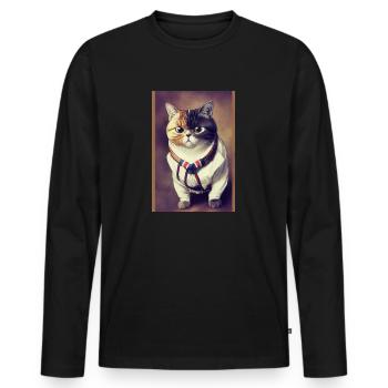 Cat Shorthair British Retro - T-shirt manches longues Premium bio Homme - noir - Devant - Nico (187cm)