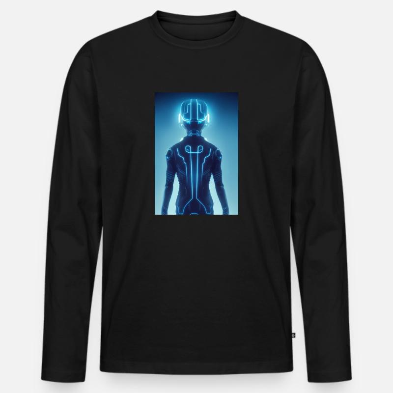 Clu Lights Blue - Männer Premium Bio Langarmshirt - Schwarz