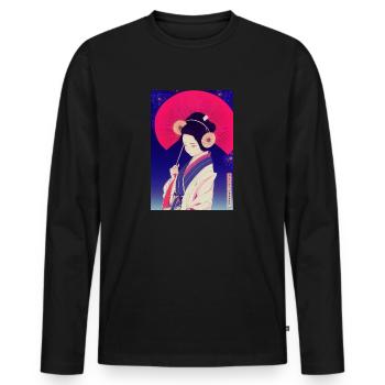 Kimono Anime Japanese - Men's Premium Organic Long Sleeve Shirt - black - Front - Nico (187cm)