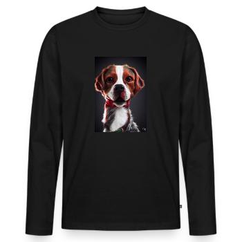 Dog Portrait - Men's Premium Organic Long Sleeve Shirt - black - Front - Nico (187cm)