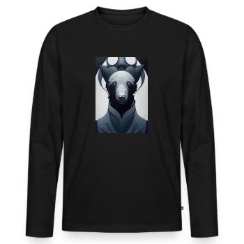 Panda Bär Eisbär Comic Portrait - Männer Premium Bio Langarmshirt - Schwarz - Vorne - Nico (187cm)