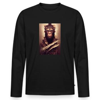 Monkey King Warrior - Men's Premium Organic Long Sleeve Shirt - black - Front - Nico (187cm)