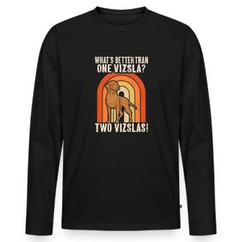 Vizsla Retro Was ist besser als ein Vizsla - Männer Premium Bio Langarmshirt - Schwarz - Vorne - Nico (187cm)