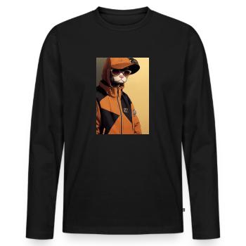 Sweat à capuche Cat Cool - T-shirt manches longues Premium bio Homme - noir - Devant - Nico (187cm)