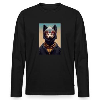 Wolf Punk Tech - Men's Premium Organic Long Sleeve Shirt - black - Front - Nico (187cm)