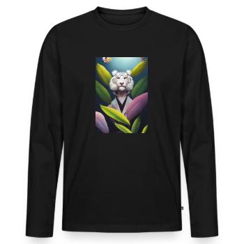 Tropical Lion White - Men's Premium Organic Long Sleeve Shirt - black - Front - Nico (187cm)
