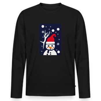 Schneeman Christmas - Men's Premium Organic Long Sleeve Shirt - black - Front - Nico (187cm)