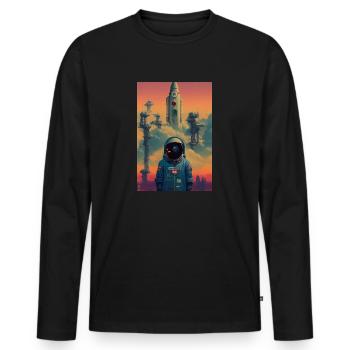 Astronaut Space Future Rocket - Men's Premium Organic Long Sleeve Shirt - black - Front - Nico (187cm)
