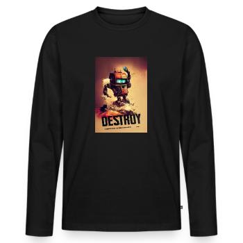 Destroy Roboter Baustelle - Männer Premium Bio Langarmshirt - Schwarz - Vorne - Nico (187cm)