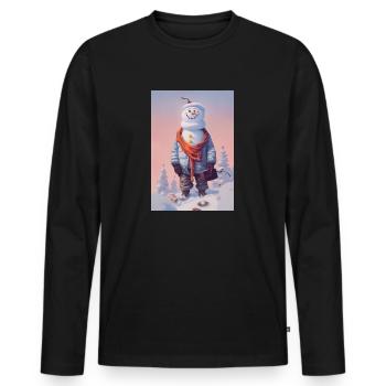 Schneeman Christmas - Men's Premium Organic Long Sleeve Shirt - black - Front - Nico (187cm)