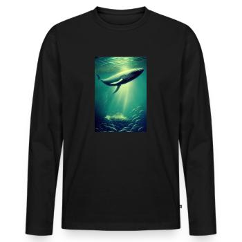 Whale Streampunk Ocean Diving Scuba Fish Water - Men's Premium Organic Long Sleeve Shirt - black - Front - Nico (187cm)