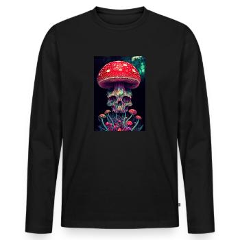 psychedelic skull skull fungus lsd Colorful - Men's Premium Organic Long Sleeve Shirt - black - Front - Nico (187cm)
