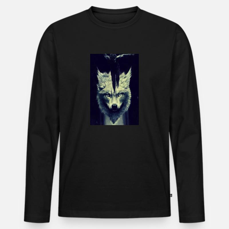 Wolf Engel Maverick Winter Polar Einsam - Männer Premium Bio Langarmshirt - Schwarz