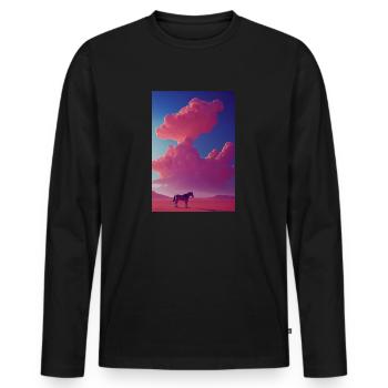Pferd Lila Wolken Pink Fantasy - Männer Premium Bio Langarmshirt - Schwarz - Vorne - Nico (187cm)