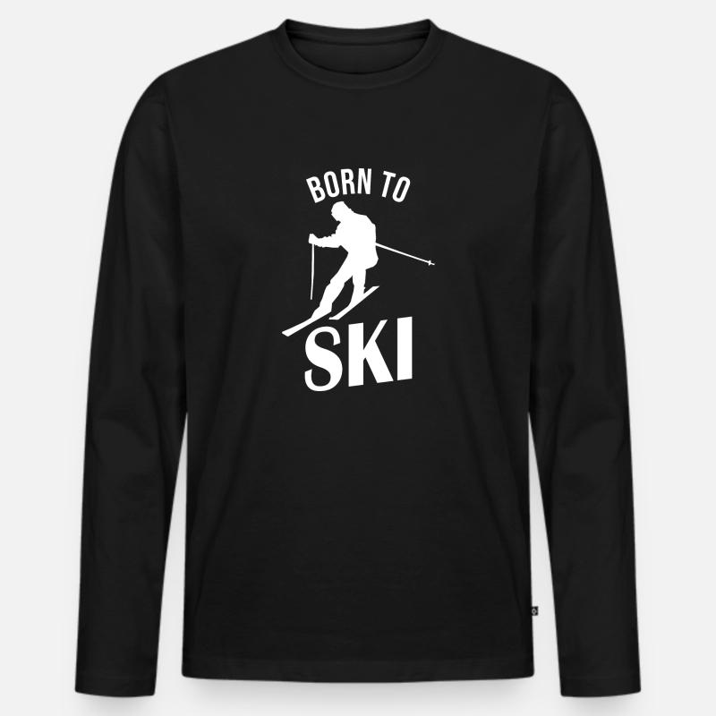 born to ski - Männer Premium Bio Langarmshirt - Schwarz