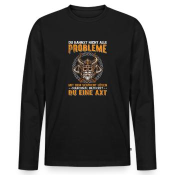 Axt Nordmann Wikinger Schwert - Männer Premium Bio Langarmshirt - Schwarz - Vorne - Nico (187cm)