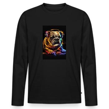 Bulldog DJ Chien DJ - T-shirt manches longues Premium bio Homme - noir - Devant - Nico (187cm)