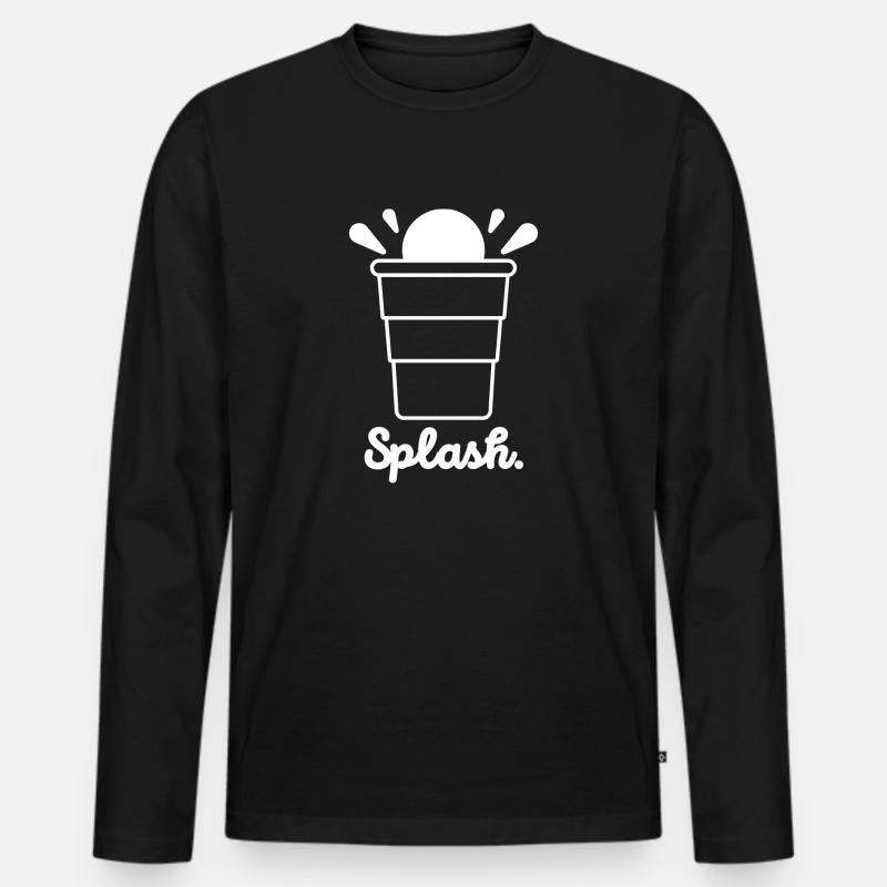 Splash Beerpong Design - Männer Premium Bio Langarmshirt - Schwarz