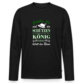 Schützenkönig 2023 - Männer Premium Bio Langarmshirt - Schwarz - Vorne - Nico (187cm)