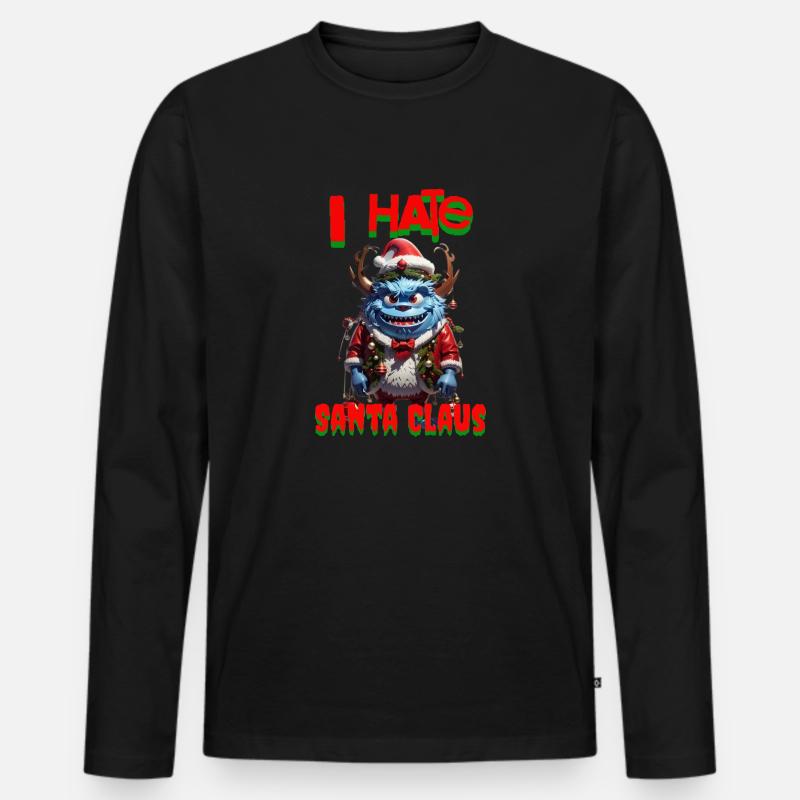 Ich hasse den Weihnachtsmann - Männer Premium Bio Langarmshirt - Schwarz