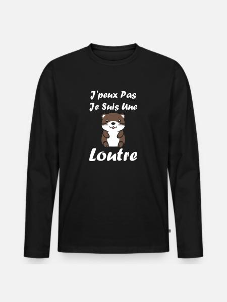 Humour petite loutre - T-shirt manches longues Premium bio Homme - noir