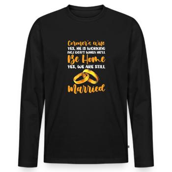 We Are Still Married - Husband In Military - Men's Premium Organic Long Sleeve Shirt - black - Front - Nico (187cm)