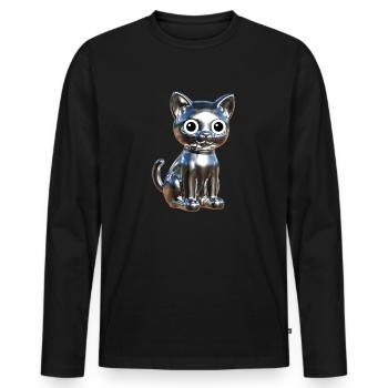 Metallic Chrom Elegance - Männer Premium Bio Langarmshirt - Schwarz - Vorne - Nico (187cm)