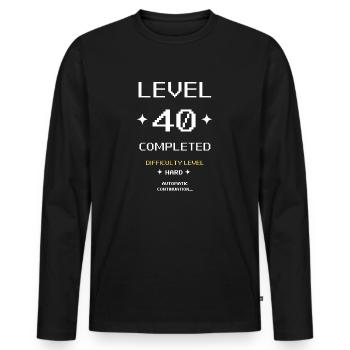 Niveau 40 terminé.Cadeau d’anniversaire du 40e anniversaire - T-shirt manches longues Premium bio Homme - noir - Devant - Nico (187cm)