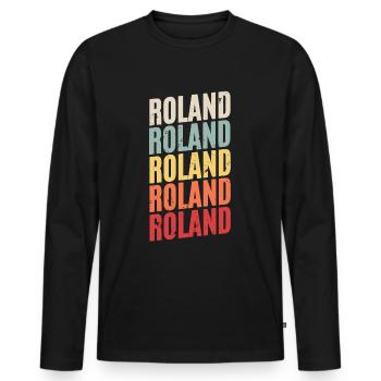 Roland Vorname - Männer Premium Bio Langarmshirt - Schwarz - Vorne - Nico (187cm)