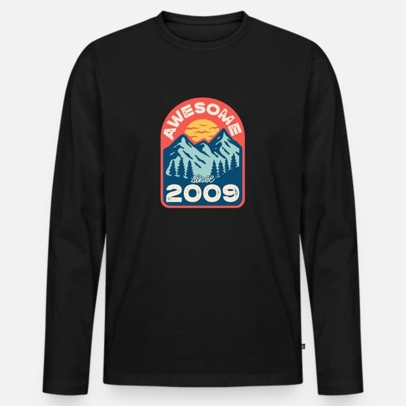 Awesome since 2009 - Männer Premium Bio Langarmshirt - Schwarz