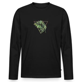 tropisches Eukalyptus-Palmenblatt-Aquarell - Männer Premium Bio Langarmshirt - Schwarz - Vorne - Nico (187cm)