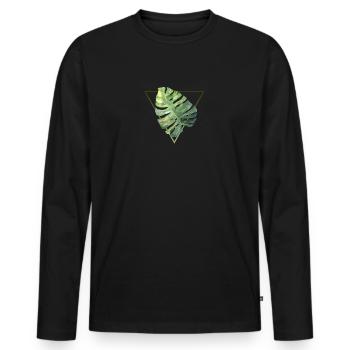 tropical monstera leaf modern triangle pattern - Men's Premium Organic Long Sleeve Shirt - black - Front - Nico (187cm)